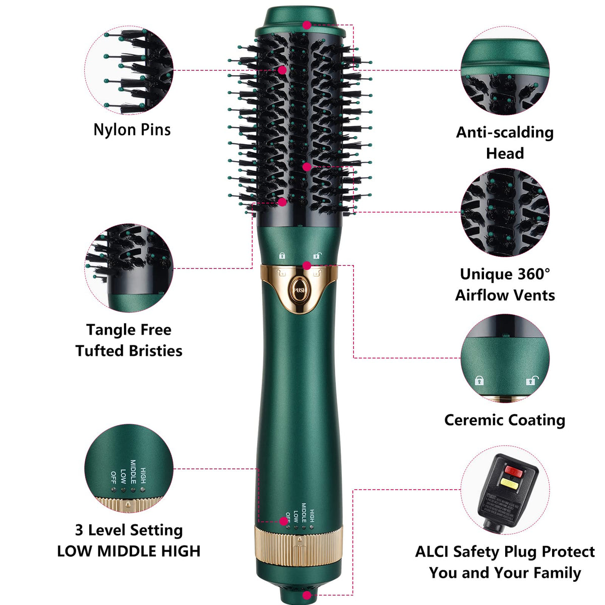 Sinperne 32mm styling brush head for straightening and volume.