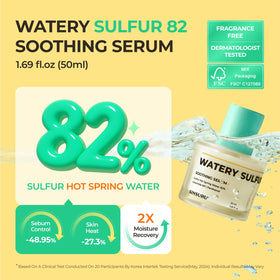 SINSURU Watery Sulfur 82 serum label closeup highlights mineral-rich formula
