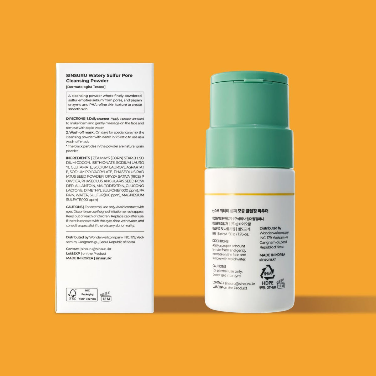 SINSURU Watery Sulfur Powder glow and clarity after cleansing