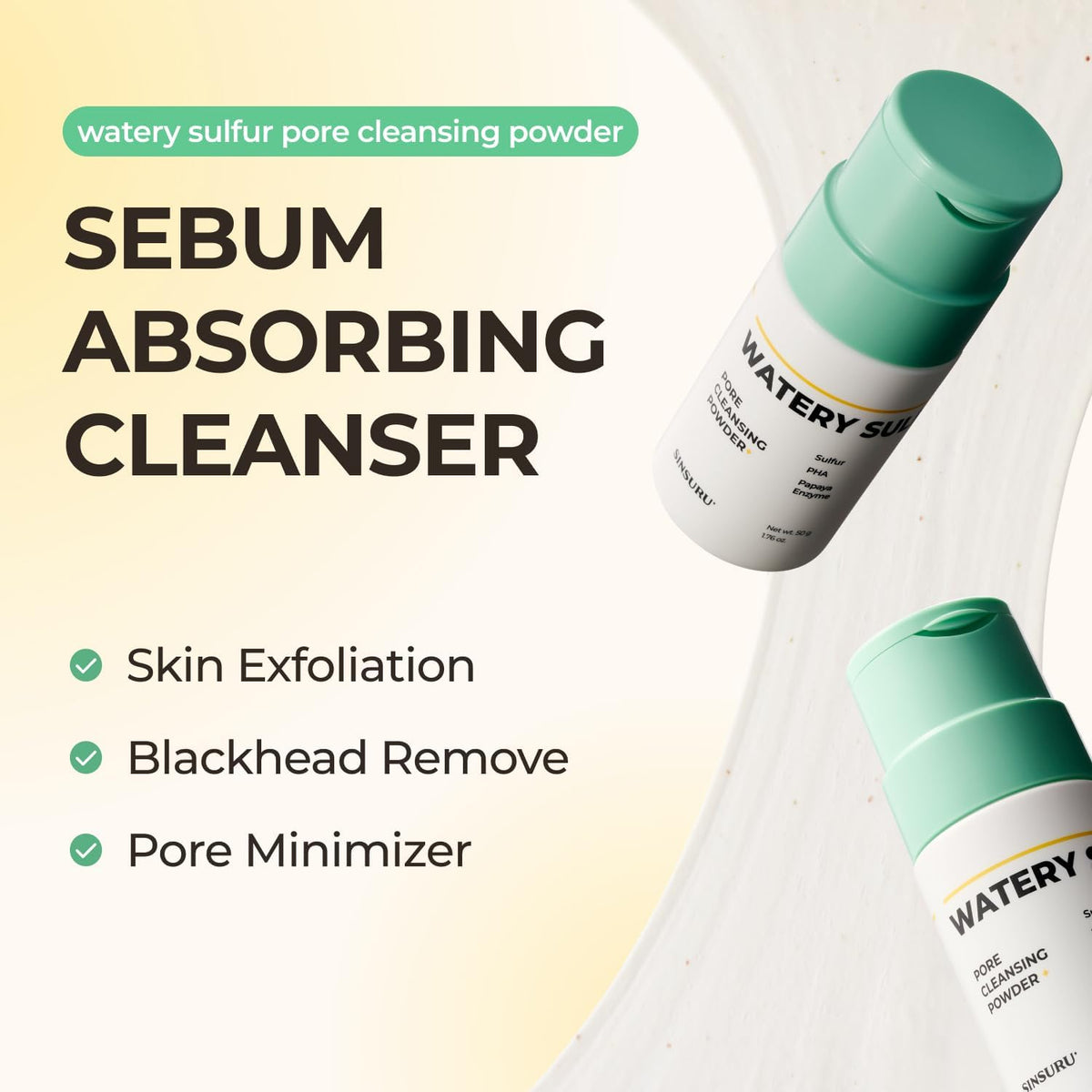 SINSURU Watery Sulfur Powder fragrance-free formula for sensitive skin