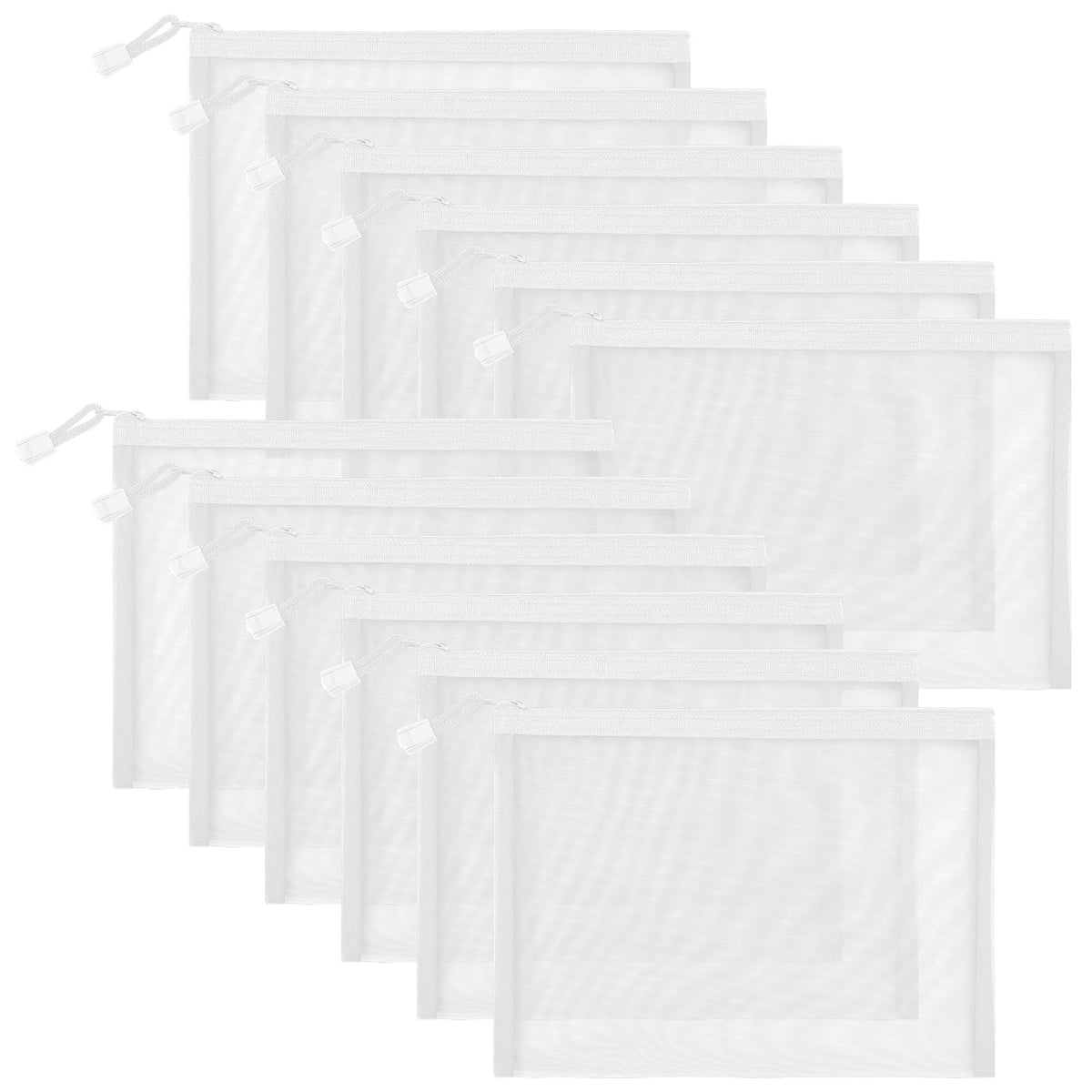 Sinzip 12-piece zipper mesh pouch set keeps makeup and accessories organized.