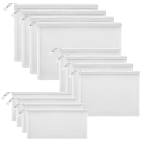 Sinzip 12-piece zipper mesh pouch A4 size keeps documents neatly organized.