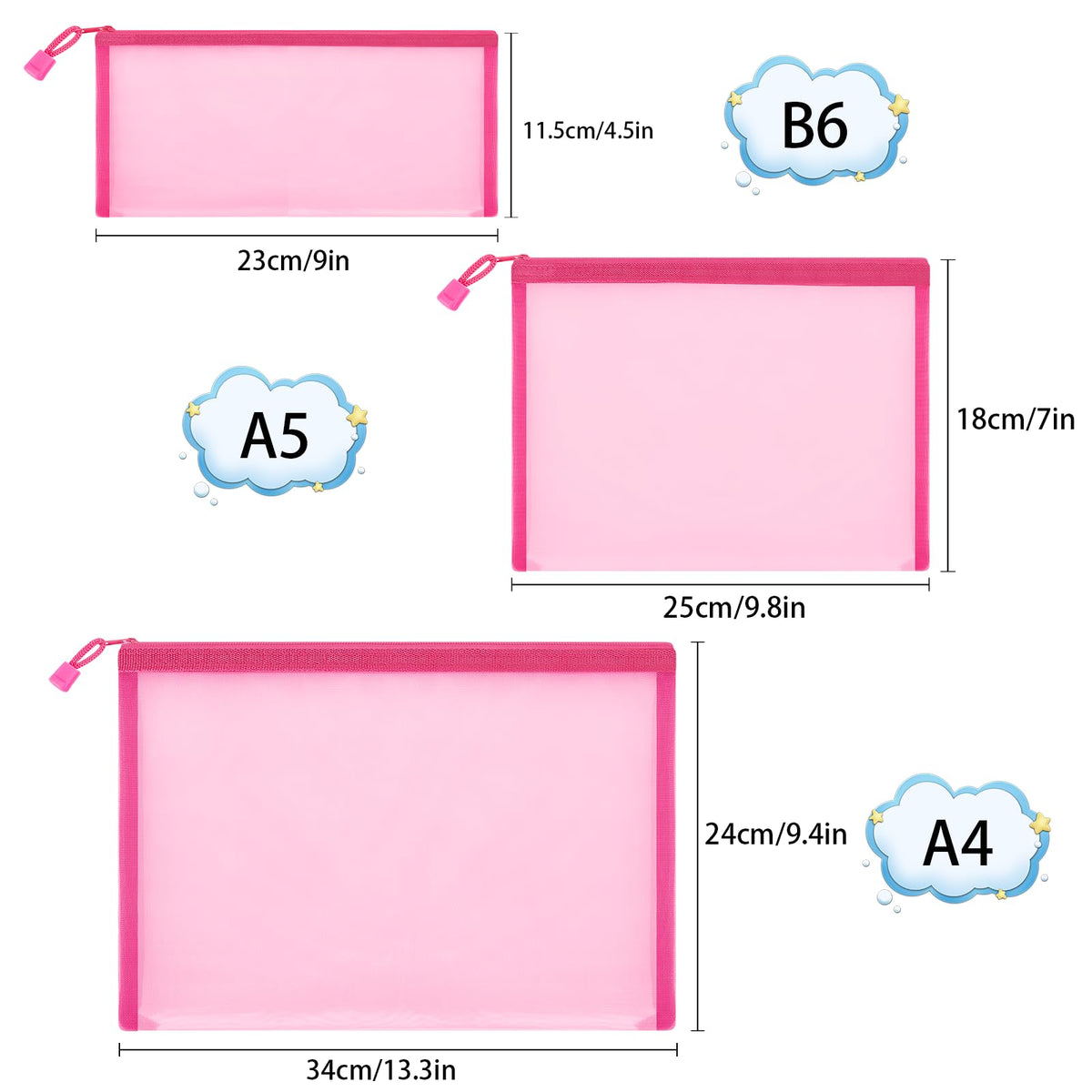 Sinzip colorful mesh pouches offer visibility and organized storage at a glance.
