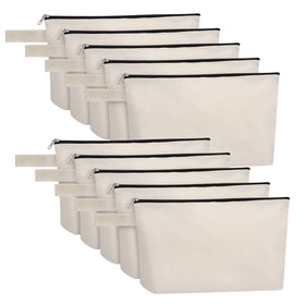 Sinzip cotton canvas makeup bag bottom shows large capacity for cosmetics and tools.