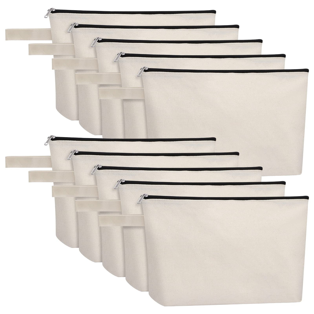 Sinzip cotton canvas makeup bag with bottom for generous capacity and easy access.