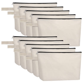 Sinzip cotton canvas makeup bag with bottom for generous capacity and easy access.