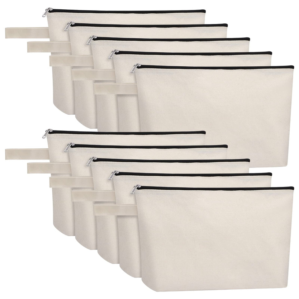Sinzip cotton canvas makeup bag with bottom for generous capacity and easy access.
