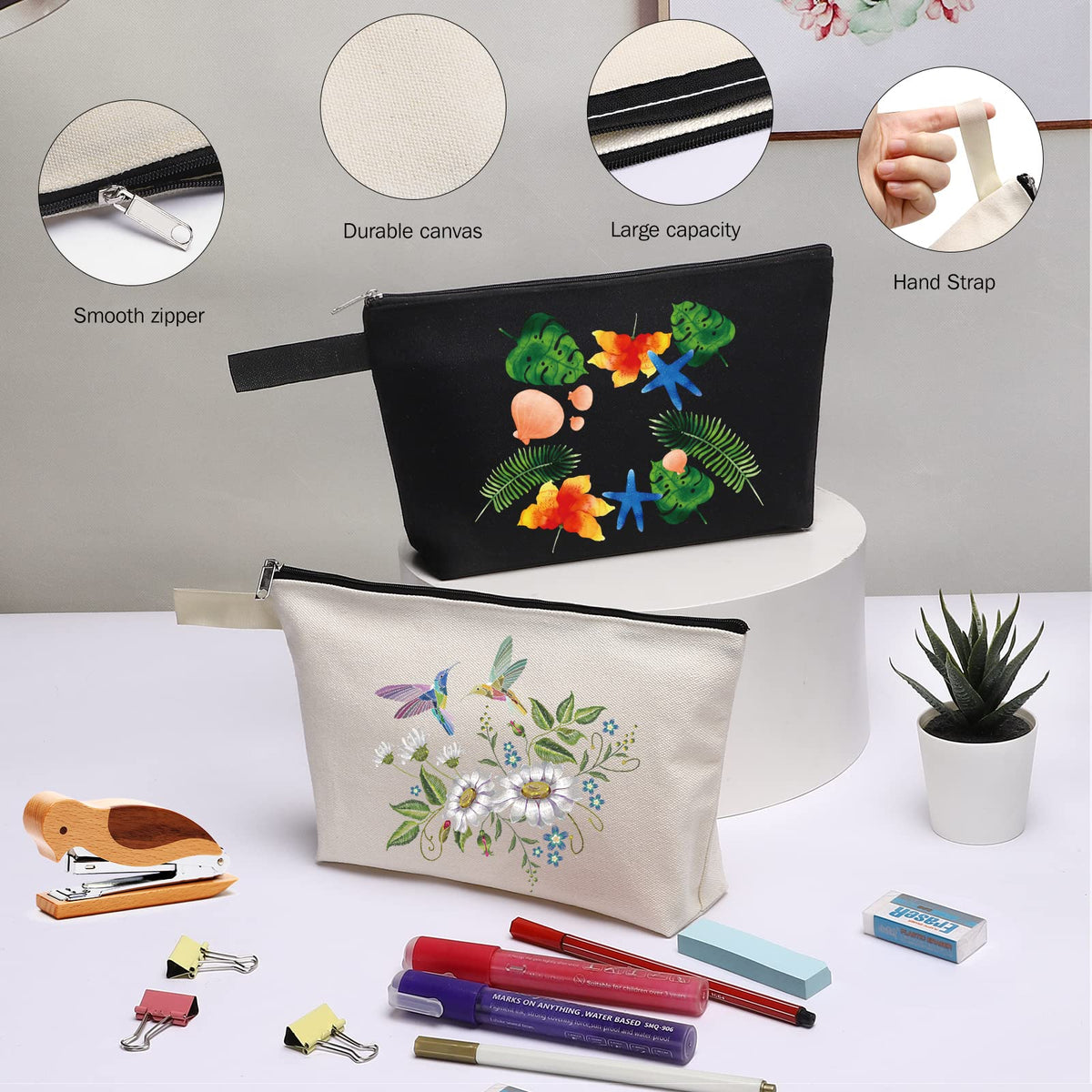 Sinzip extra small canvas pouch ideal for pencils and small items.