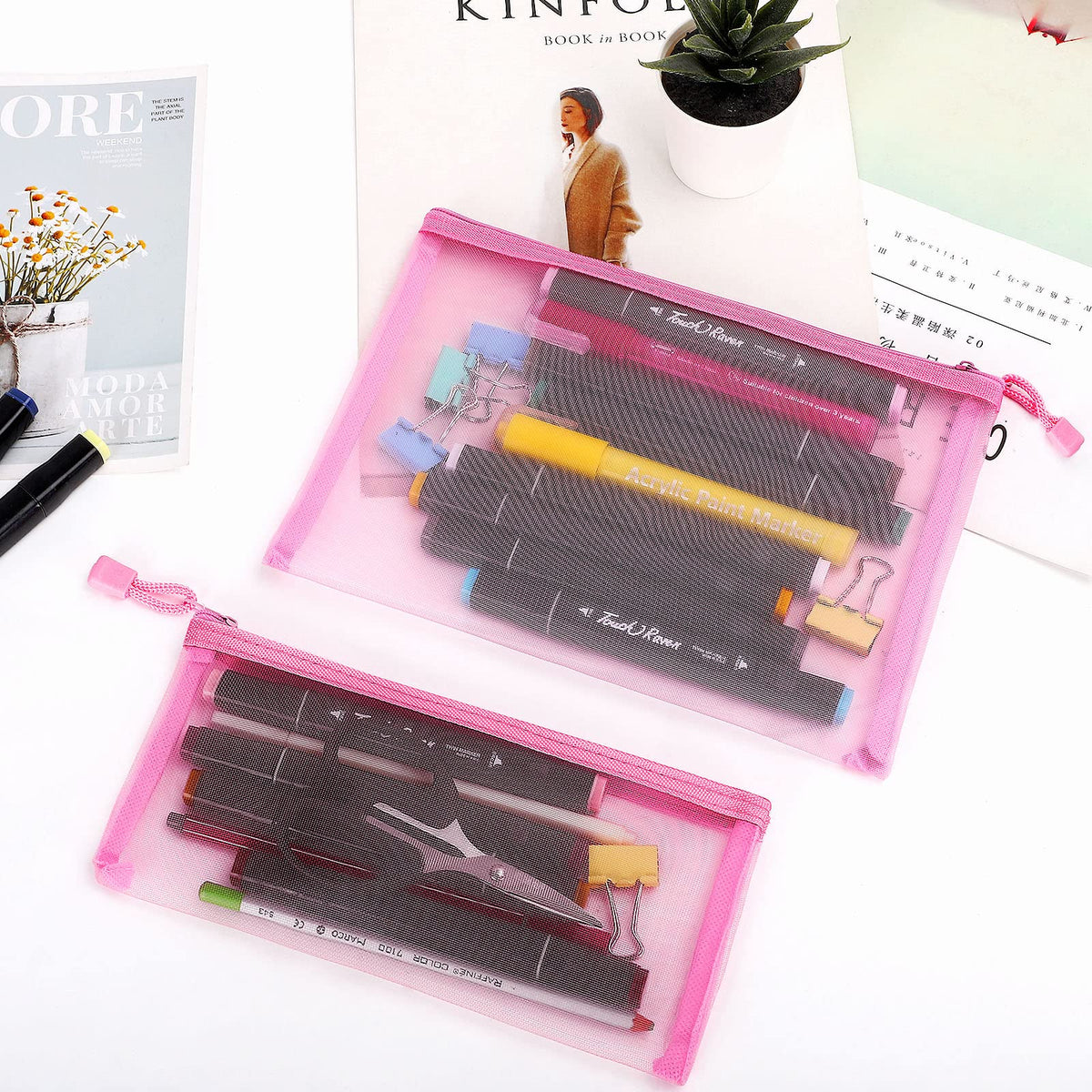 Sinzip mesh pouches in black, grey, and white for color coding and easy sorting.