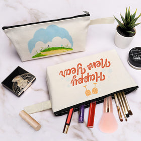 Sinzip multipurpose canvas bag used as cosmetic case and travel organizer.