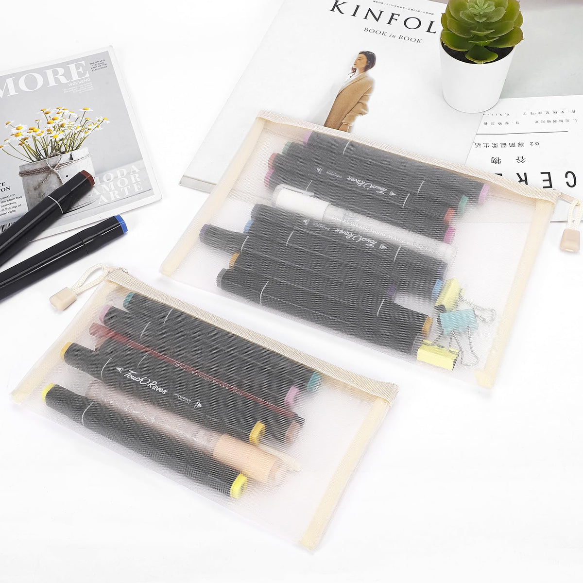 Sinzip multipurpose pouch for travel essentials and office items.