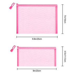 Sinzip pink mesh pouch in a travel setup, keeping items tidy and visible.