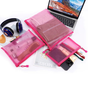 Sinzip see-through mesh pouch highlights contents for easy packing.