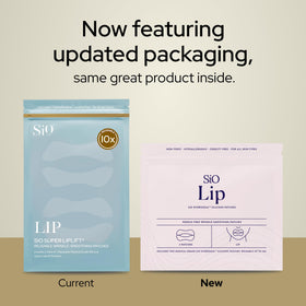 SiO Beauty Super LipLift patches on lips provide gentle compression for smoother fine lines.
