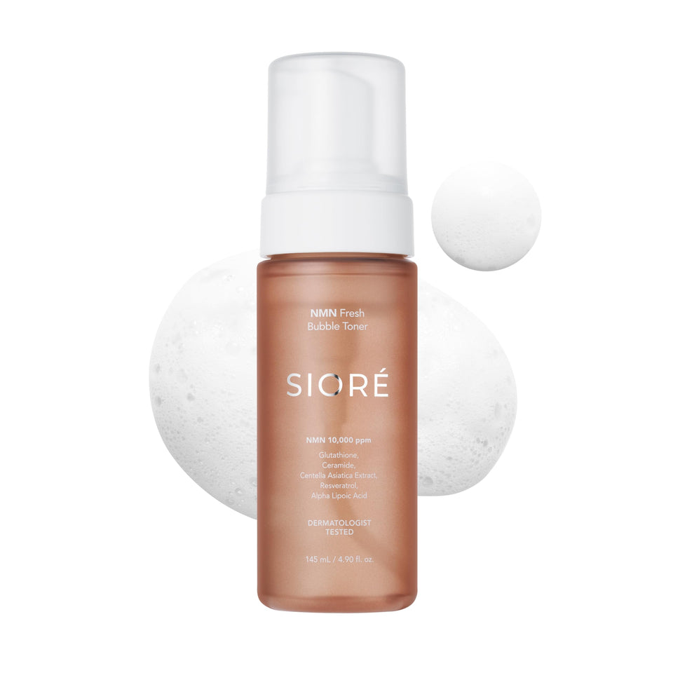 SIORÉ NMN Fresh Bubble Toner bottle showcases a hydrating glow.