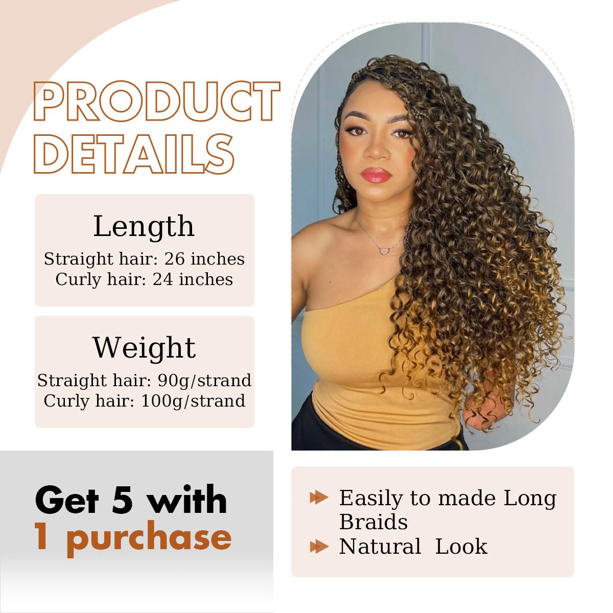 Siphis deep-wave curly hair 24-inch adds volume and bounce.