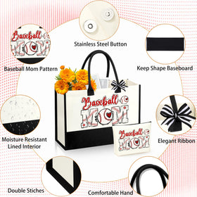 SiplyHaven Baseball Mom makeup bag double-sided design in bright colors.