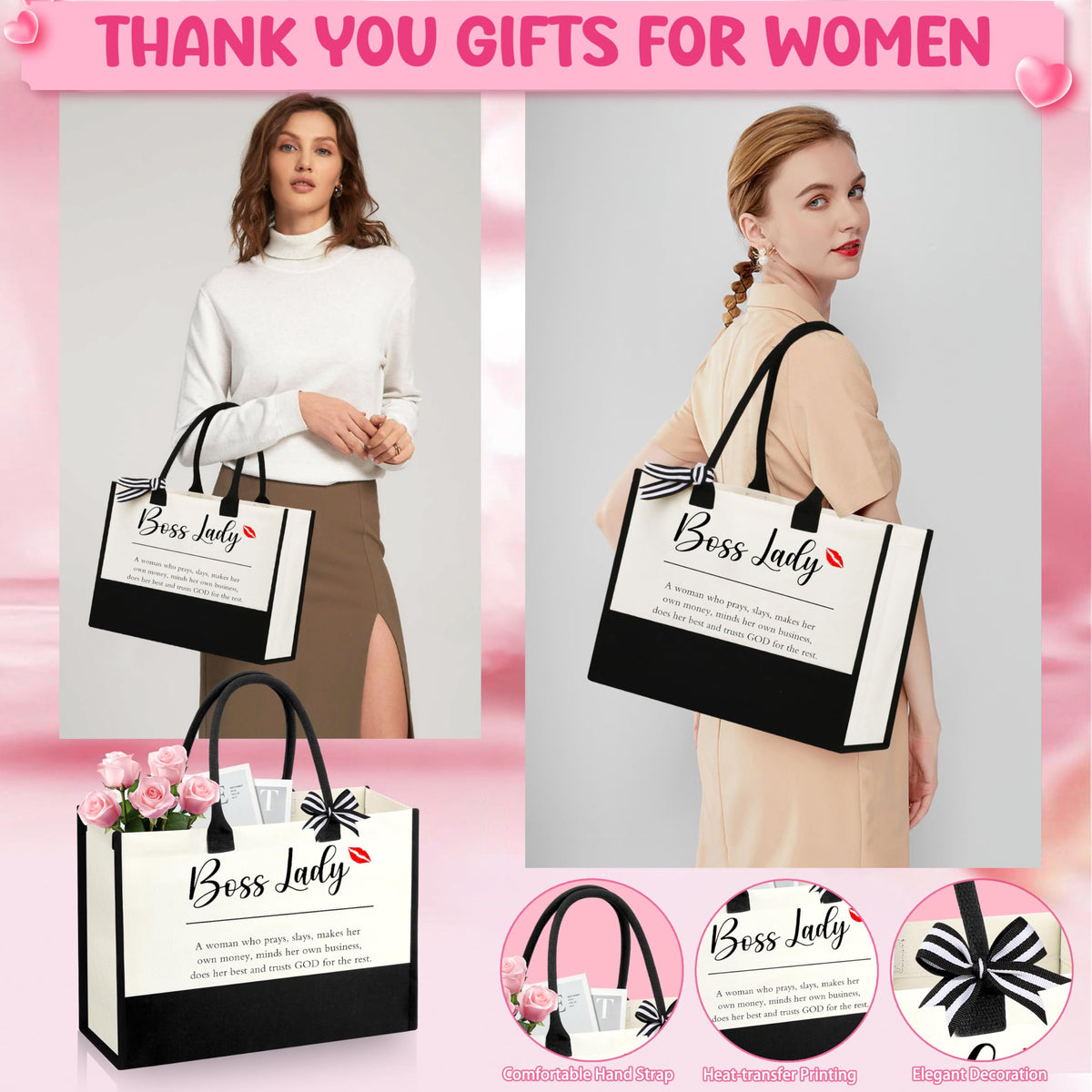SiplyHaven Boss Lady gift makeup bag for organized on-the-go storage