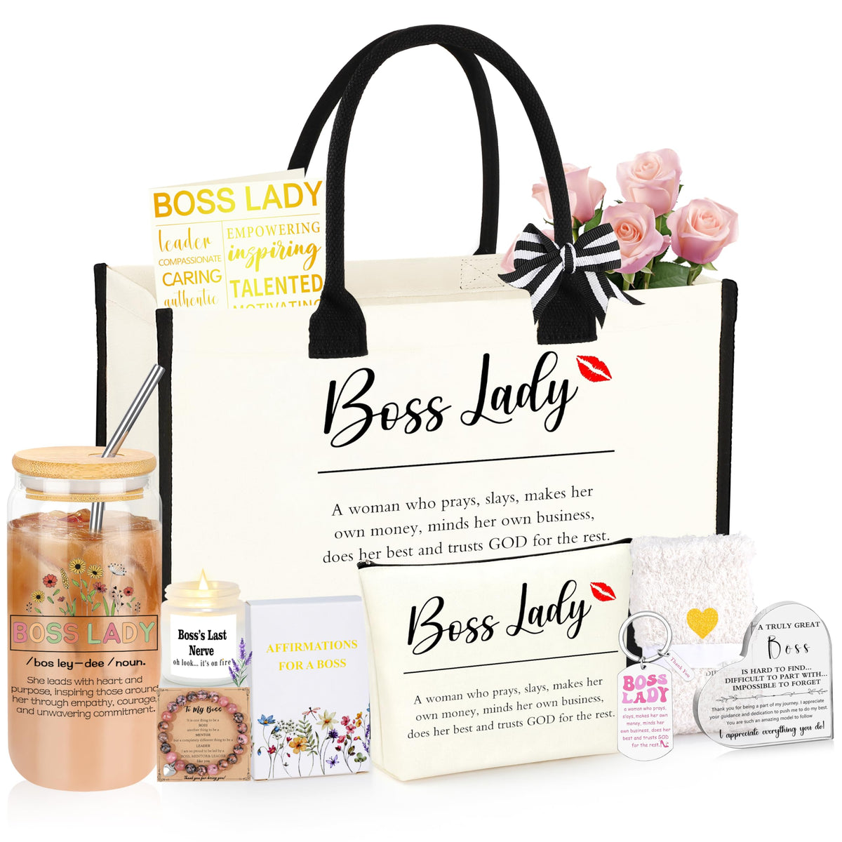 SiplyHaven Boss Lady gift tote bag with durable canvas for daily work and travel