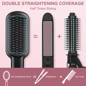 SIQUER hair straightener brush with LCD display for precise temperature control