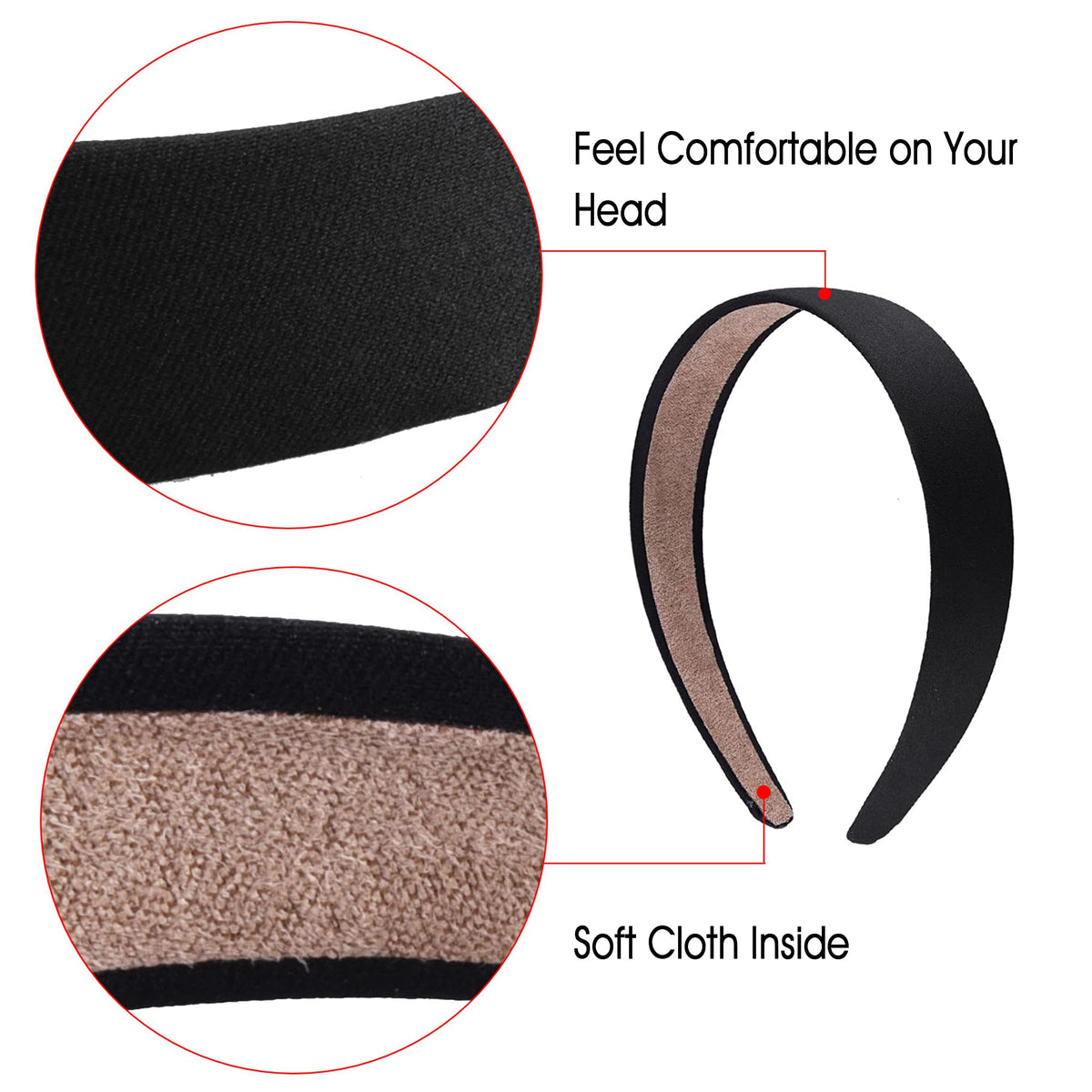 SIQUK 24-pack black headbands with packaging and bundle view