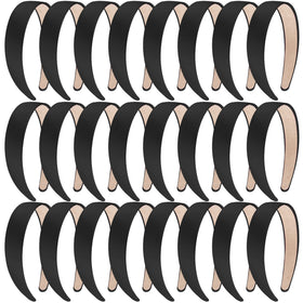 SIQUK 24-piece black satin headbands pack, front view for daily styling