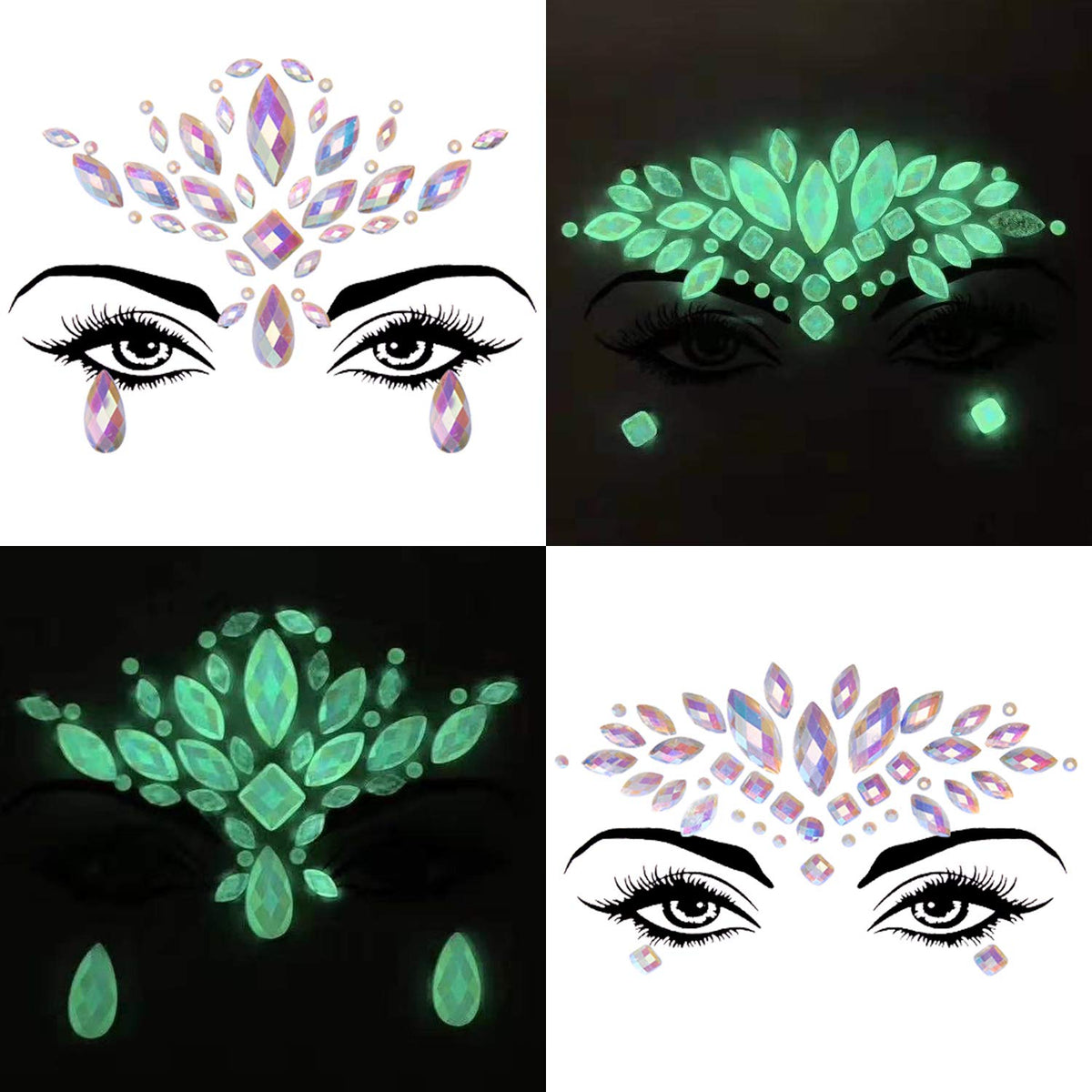 SIQUK acrylic rhinestones add shimmer on cheeks and temples