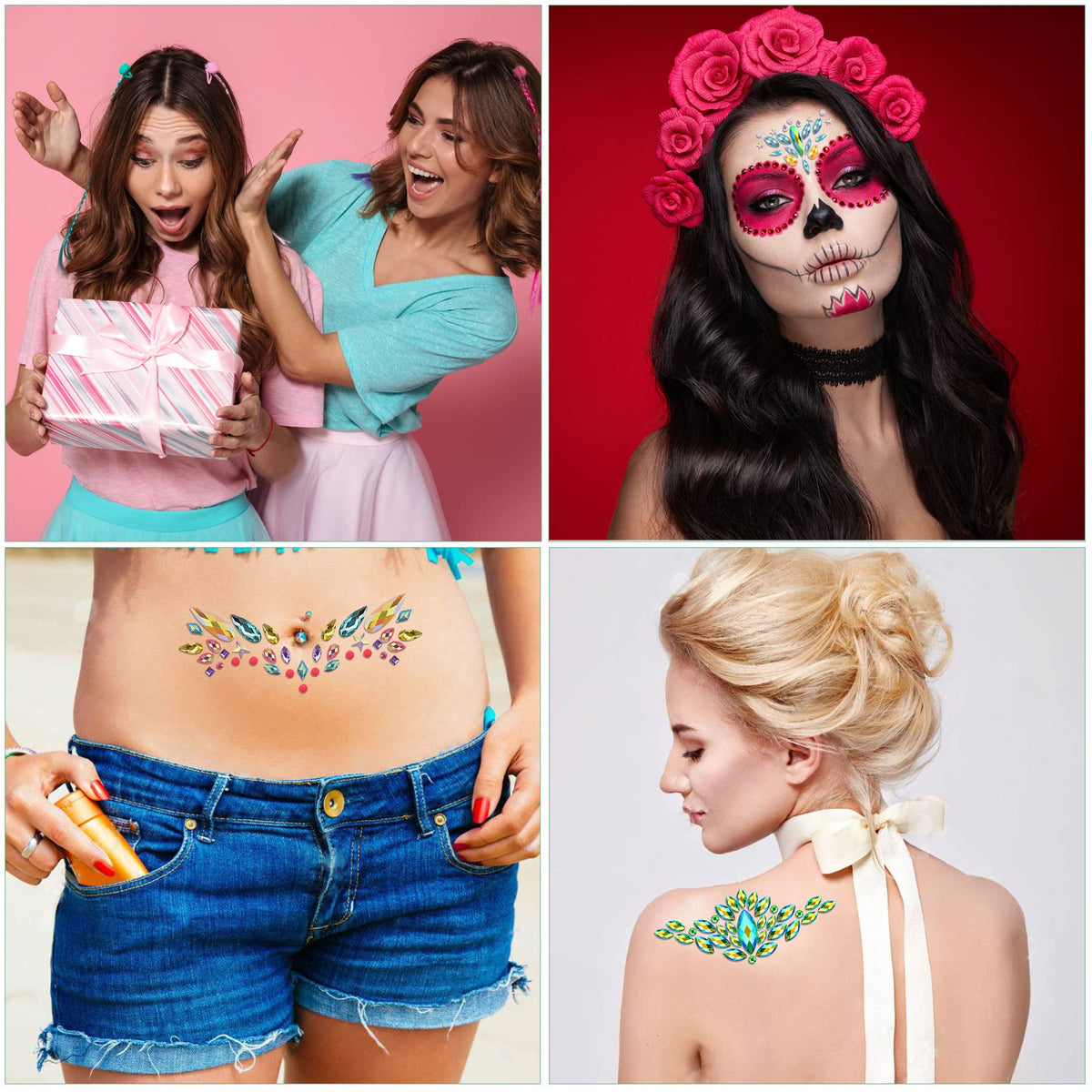SIQUK face jewels create striking looks on clean skin