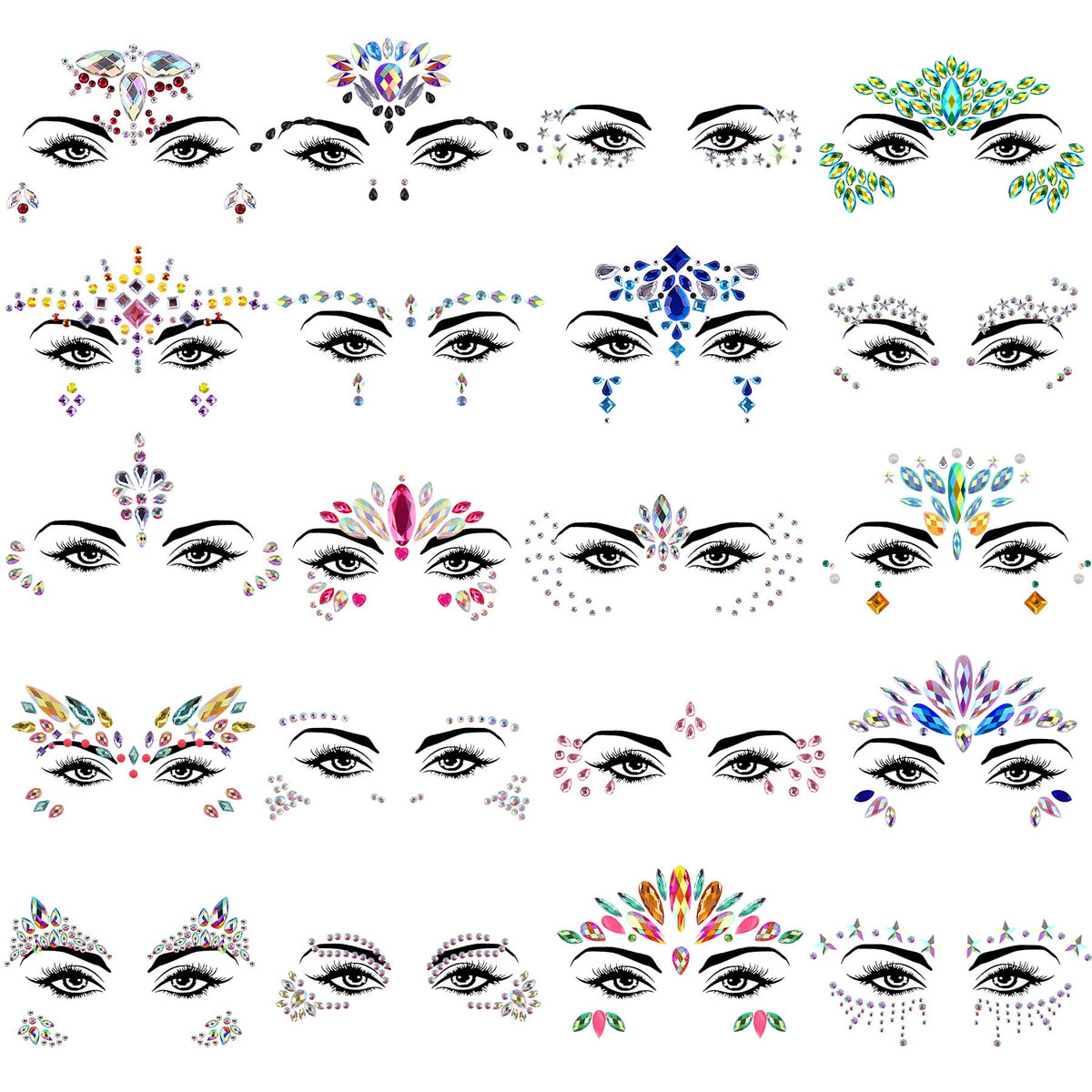 SIQUK face jewels set with 20 styles for festival makeup inspiration