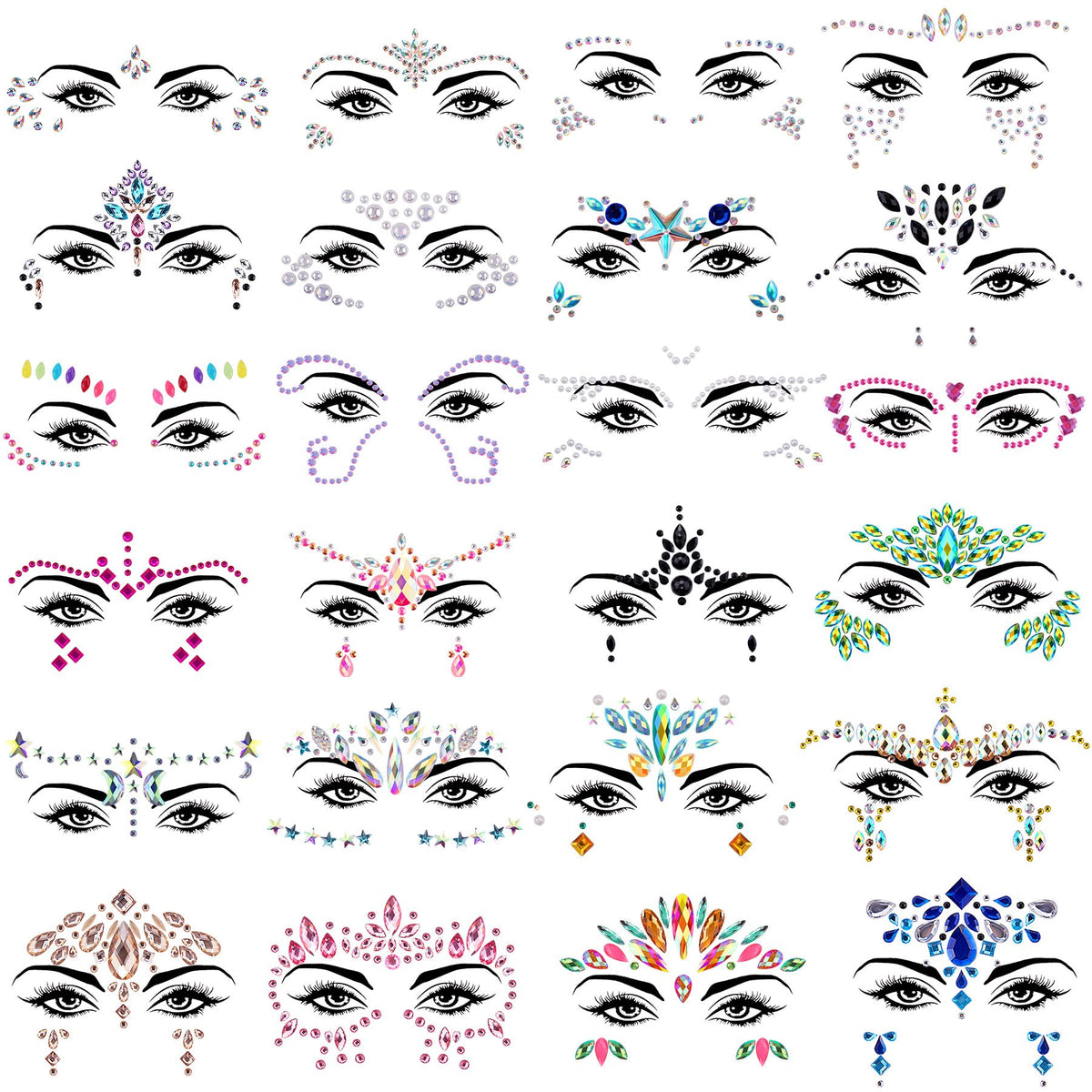 SIQUK Mermaid face jewels package offers 24 sets for sparkling looks