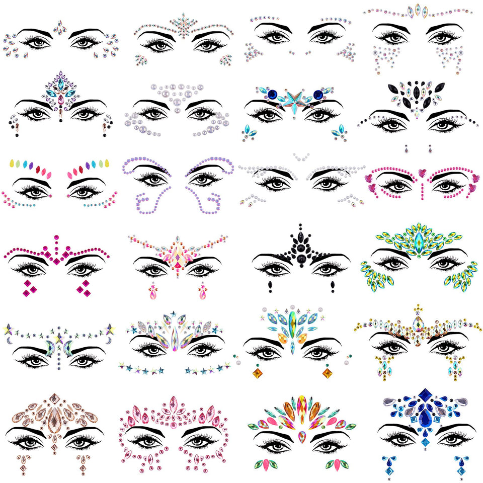 SIQUK Mermaid face jewels package offers 24 sets for sparkling looks