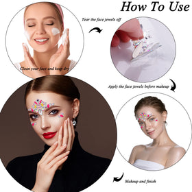 SIQUK face jewels are removable and reusable with glue for flexible styling.