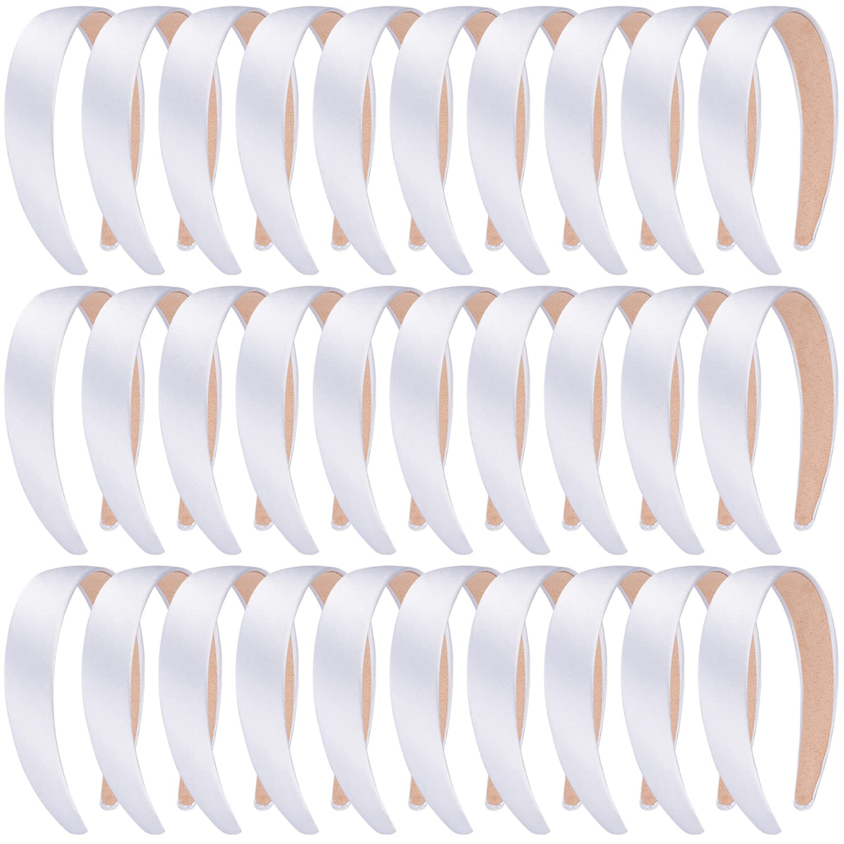 SIQUK white satin headbands, 1 inch wide, comfortable daily wear.