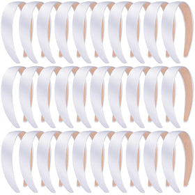SIQUK white satin headbands, 1 inch wide, comfortable daily wear.