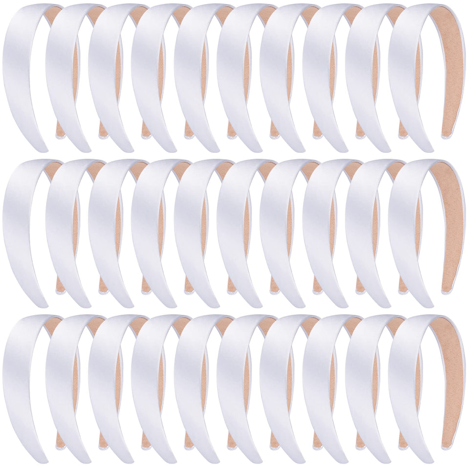 SIQUK white satin headbands, 1 inch wide, comfortable daily wear.