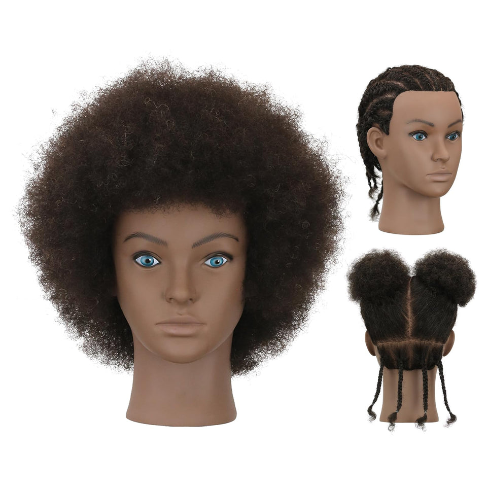Sirydtm Afro Kinky Curly mannequin head for braiding practice and styling