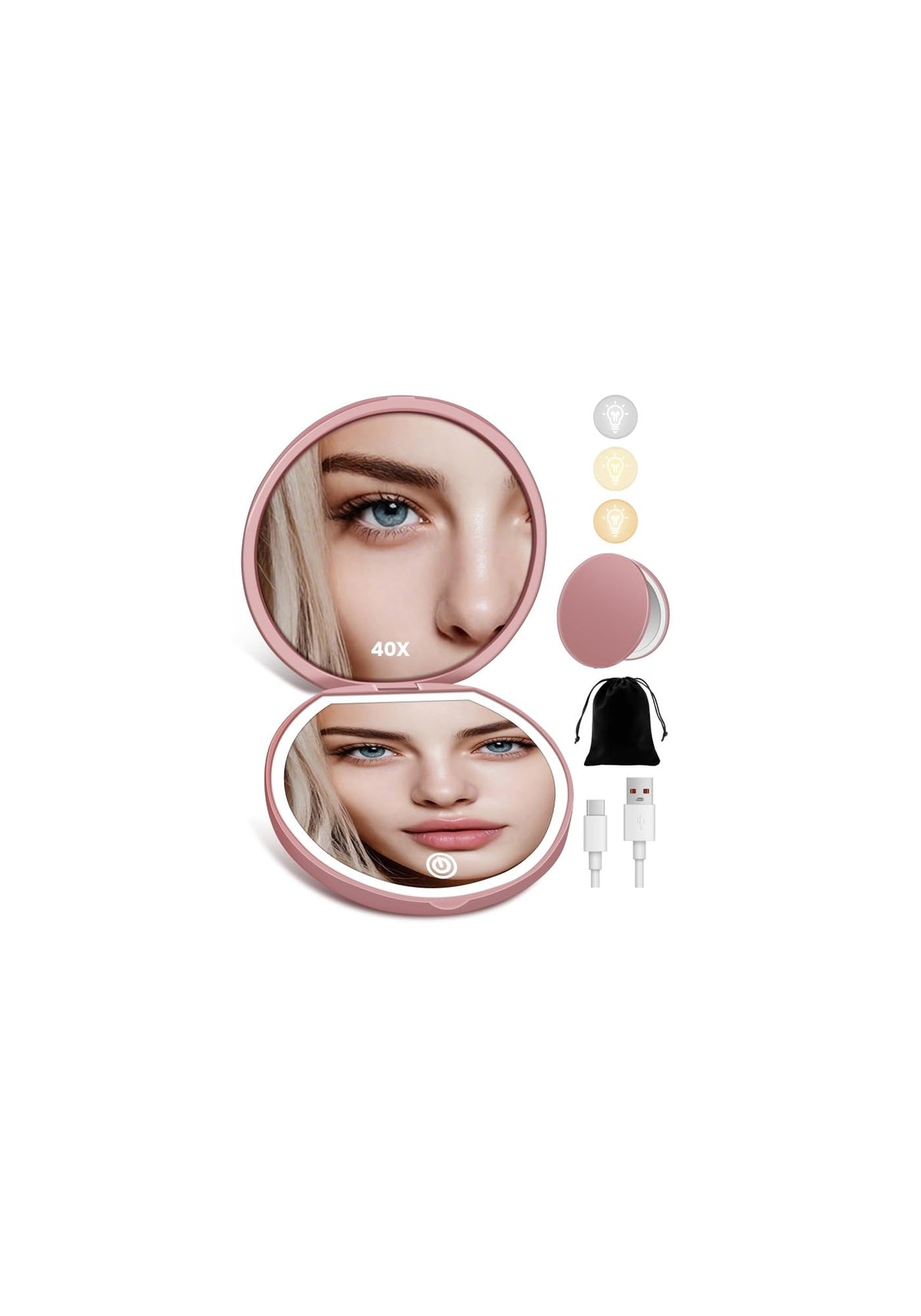 SisKokoro compact mirror with light for quick on-the-go makeup checks