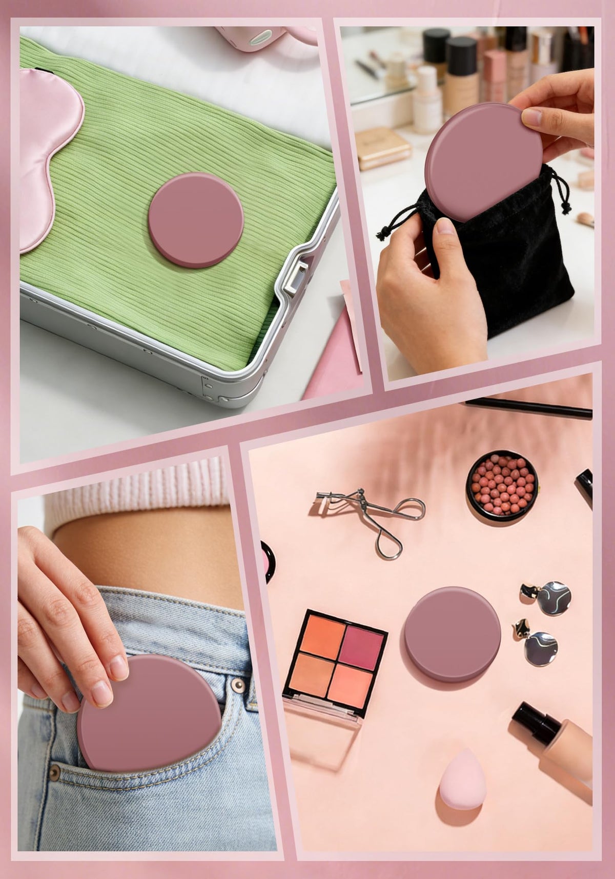 SisKokoro travel pocket mirror fits easily in a purse or pocket