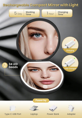 SisKokoro travel-size mirror fits pockets and purses for on-the-go touch-ups.