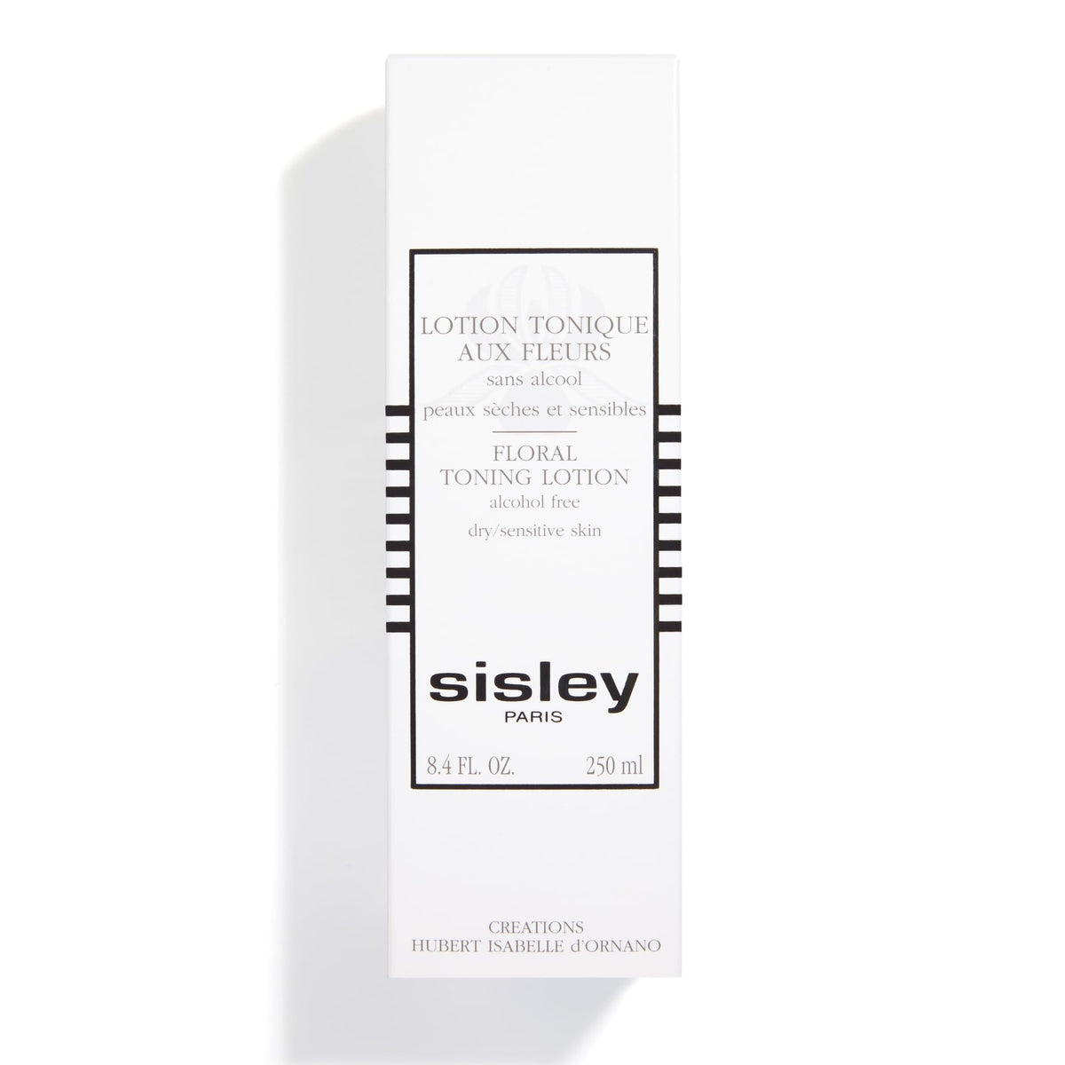 Packaging close-up of Sisley Paris Floral Toning Lotion highlighting premium design.