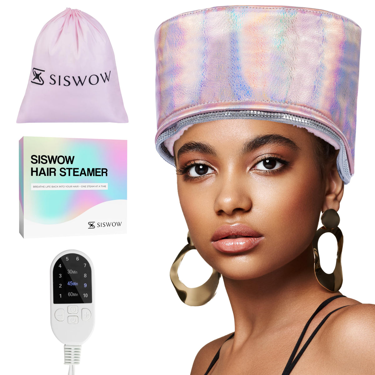 SISWOW Heating Cap front view showing even heat coverage for conditioning