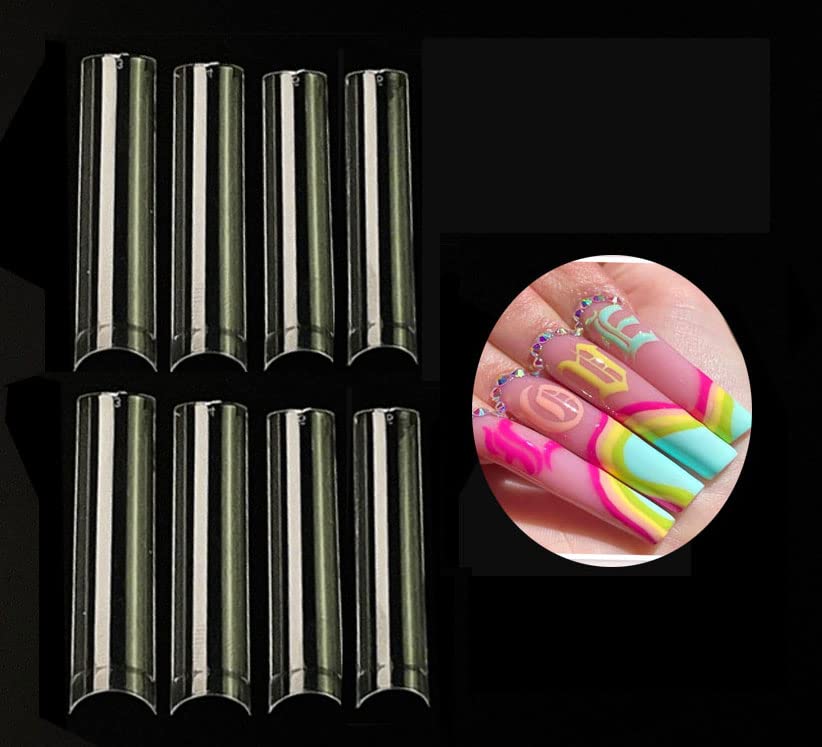 SITELENABY no-C-curve XXL square nail tips bag with 600 pieces for DIY and salon use