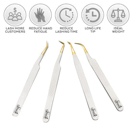 SIVOTE anti-rust lash tweezers in white with diamond grip for durable daily use.
