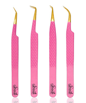 SIVOTE fiber-tip eyelash tweezers in pink for precise lash placement during extensions
