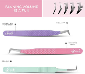 SIVOTE slim 90-degree lash tweezers in pastel for accurate fan control