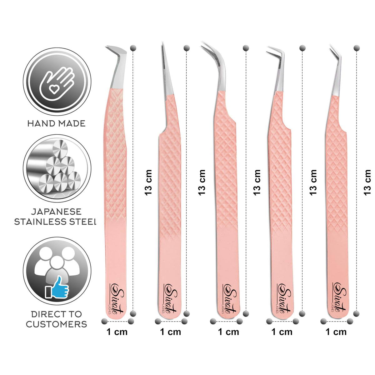 SIVOTE lash tweezers with stainless steel build for durable sanitation.