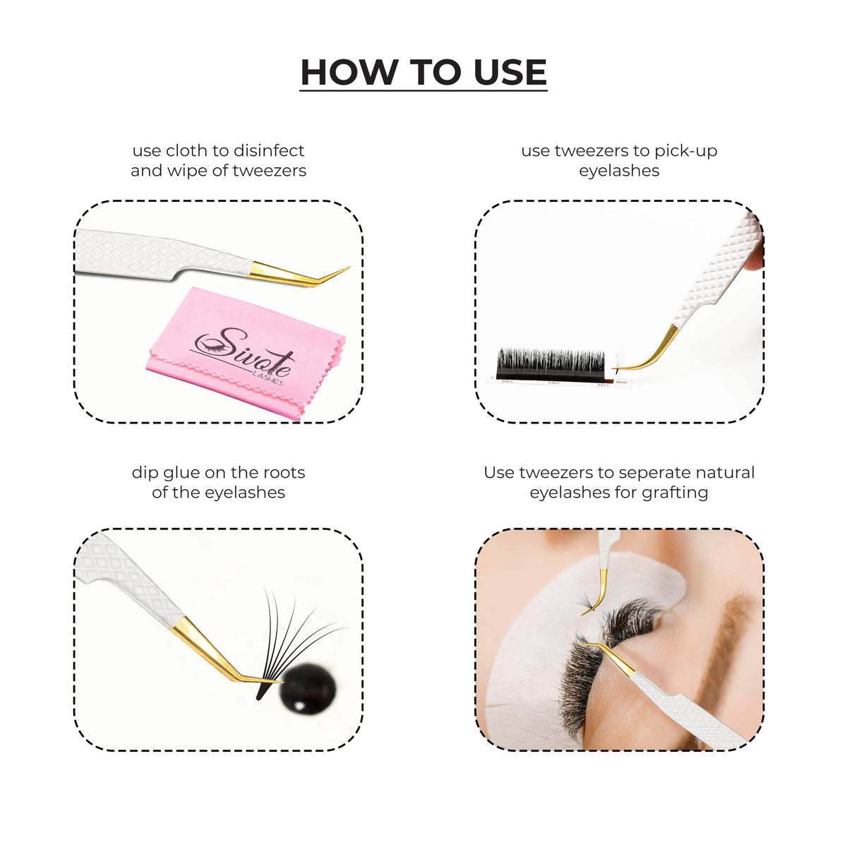 SIVOTE powder-coated diamond grip tweezers provide comfortable hand feel.