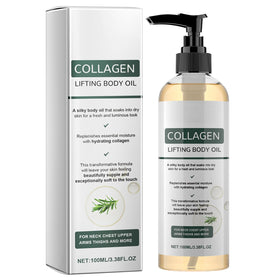 SixCLA Collagen Oil bottle with pump for mess-free hydration.
