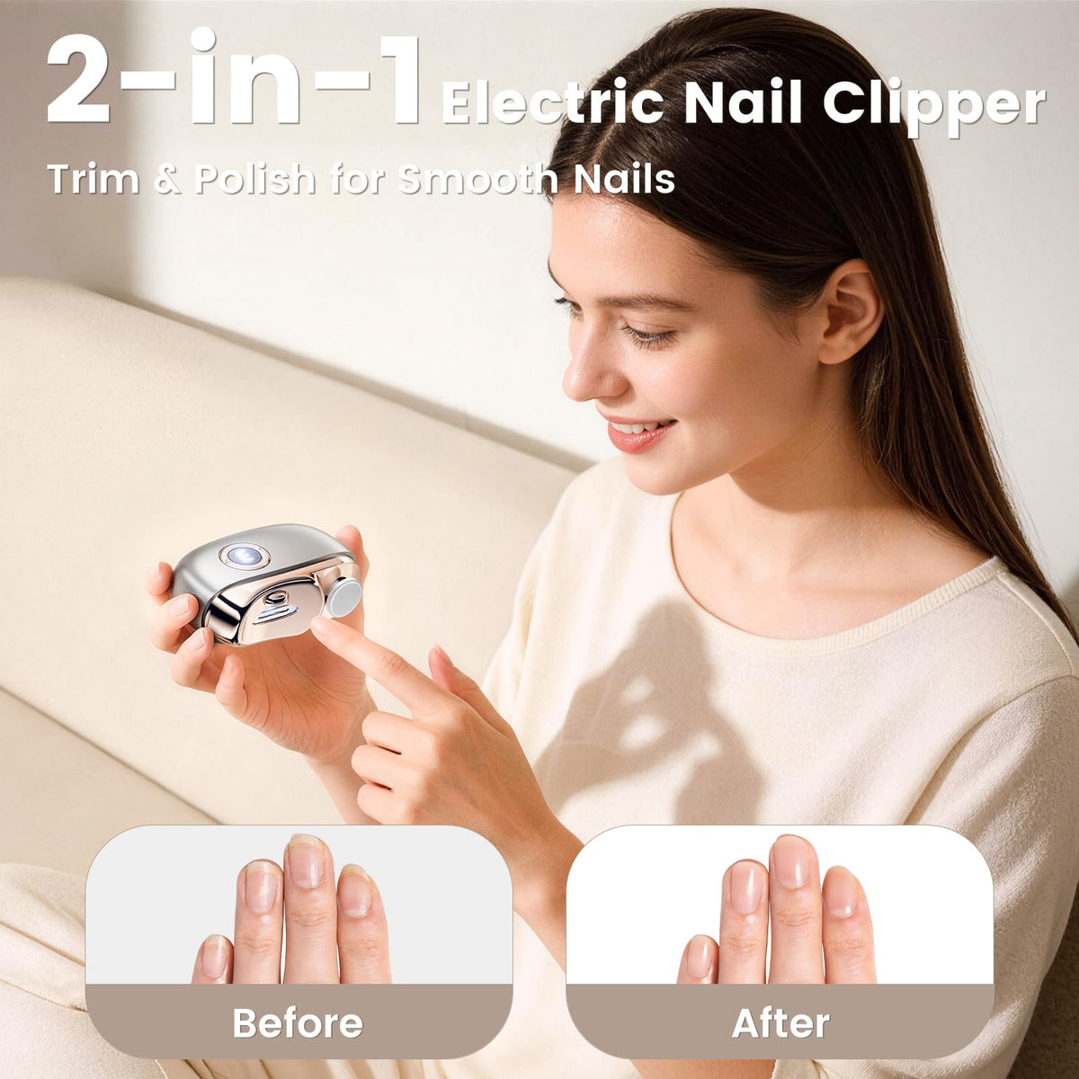 Siymeir automatic nail clipper with curved blades for safer at-home care