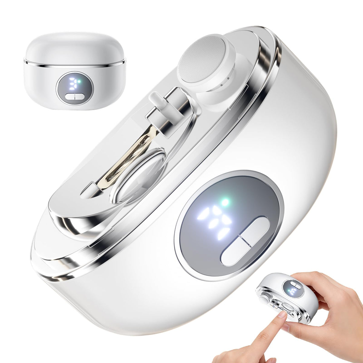 Siymeir electric nail clippers with LED light for precise trimming.
